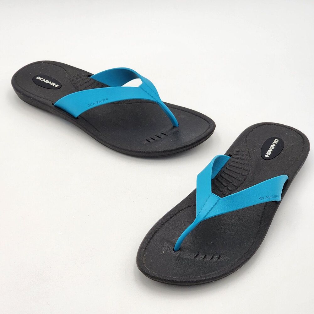OKABASHI Breeze Beach Flip Flops Thong Sandals Turquoise Women's Size L 9.5-10.5